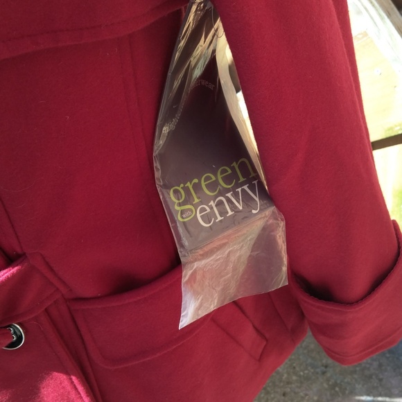 Green Eney pea coat red size large - Picture 3 of 4